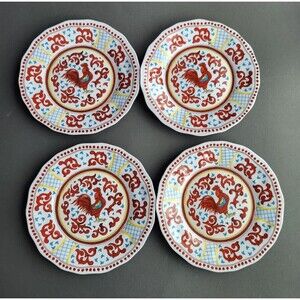 SET OF 4- Sur La Table 11" Plates Red Rooster Melamine